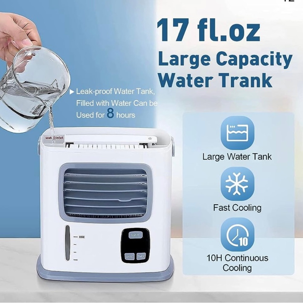 Portable 3 in 1 Air Cooling Cooler - Personal Mini Air Conditioner Fan